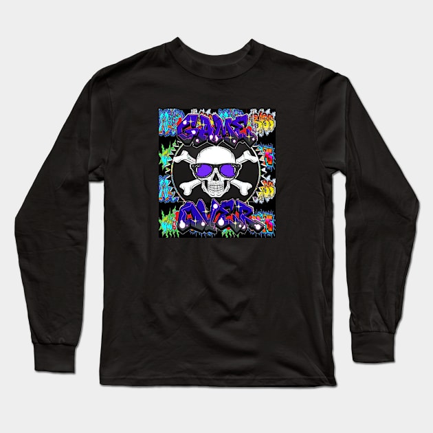 Gaming Tattoo Skull Long Sleeve T-Shirt by LowEndGraphics